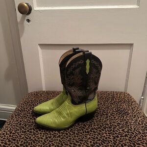 Green and Black Western Cowboy Boots